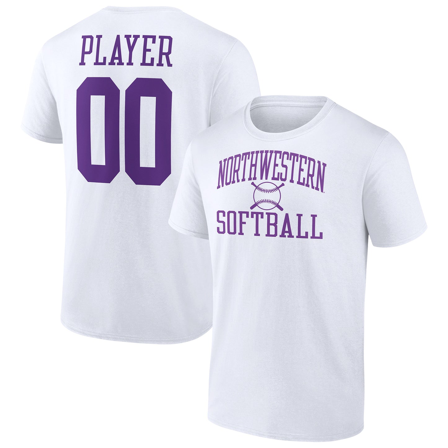 Men's  White Northwestern Wildcats Softball Pick-A-Player NIL Gameday Tradition T-Shirt