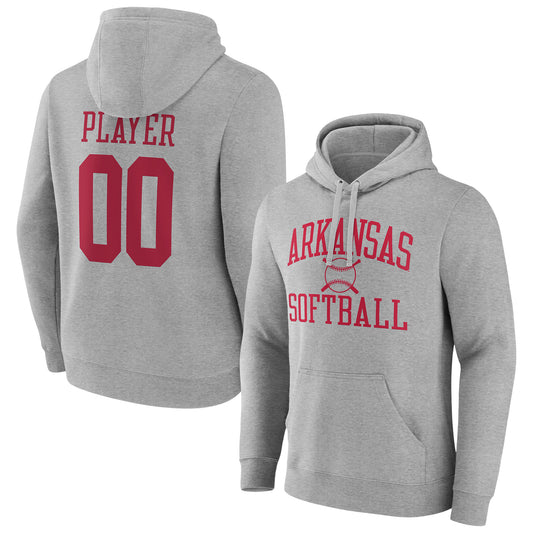 Men's  Gray Arkansas Razorbacks Softball Pick-A-Player NIL Gameday Tradition Pullover Hoodie