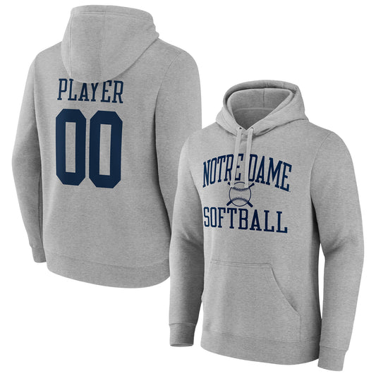 Men's  Gray Notre Dame Fighting Irish Softball Pick-A-Player NIL Gameday Tradition Pullover Hoodie