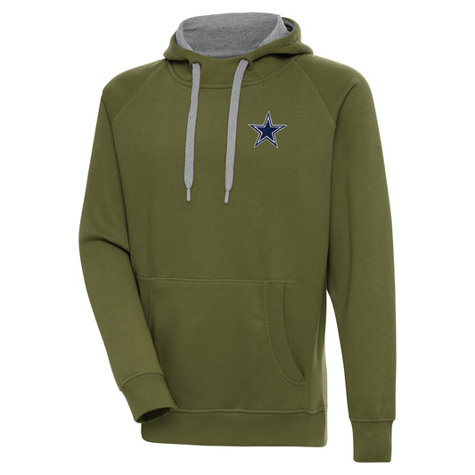 Men's Antigua  Olive Dallas Cowboys  Victory Pullover Hoodie