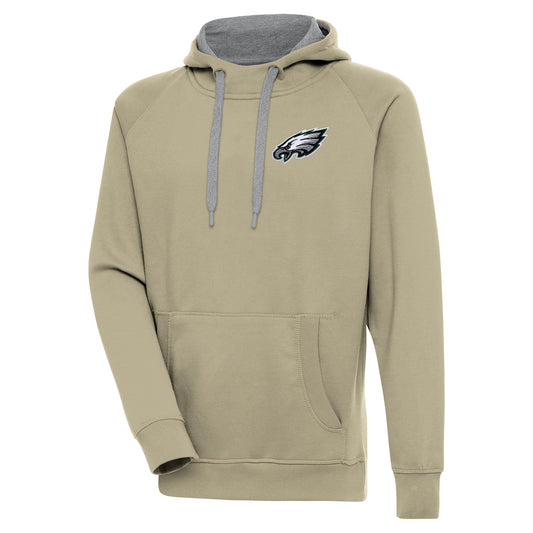 Men's Antigua  Khaki Philadelphia Eagles  Victory Pullover Hoodie