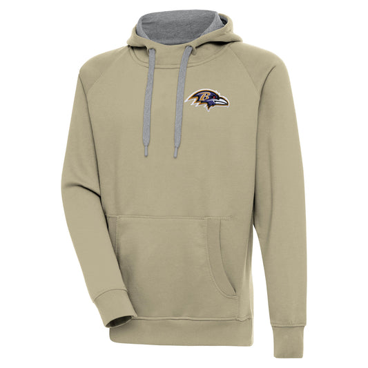 Men's Antigua  Khaki Baltimore Ravens  Victory Pullover Hoodie