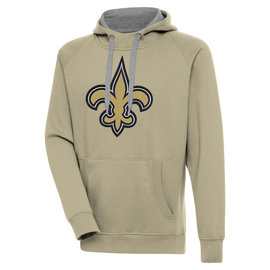 Men's Antigua  Khaki New Orleans Saints Primary Logo Victory Pullover Hoodie