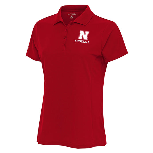 Women's Antigua  Scarlet Nebraska Huskers Football Legacy Pique Polo