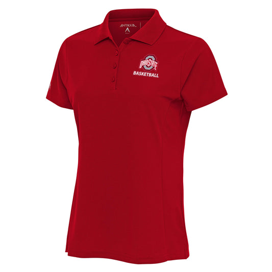 Women's Antigua  Scarlet Ohio State Buckeyes Basketball Legacy Pique Polo