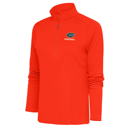 Women's Antigua  Orange Florida Gators Football Tribute Half-Zip Pullover Top