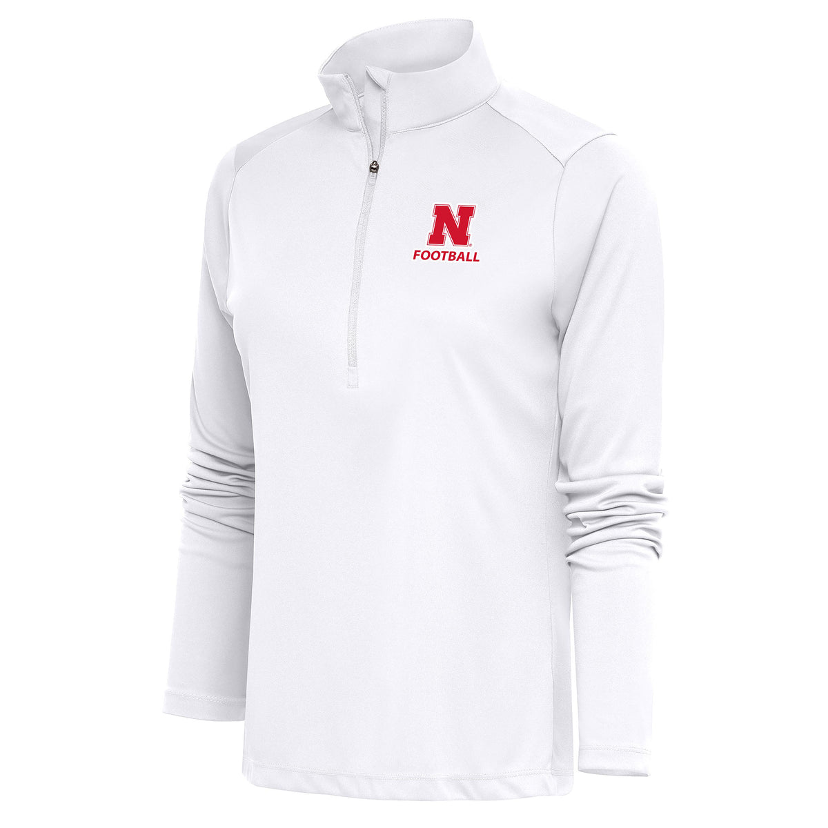 Women's Antigua  White Nebraska Huskers Football Tribute Half-Zip Pullover Top