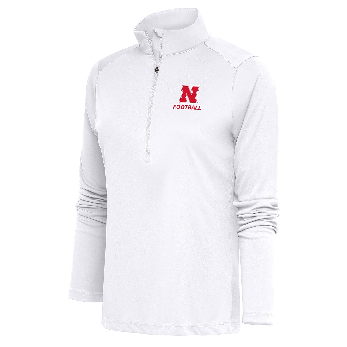 Women's Antigua  White Nebraska Huskers Football Tribute Half-Zip Pullover Top