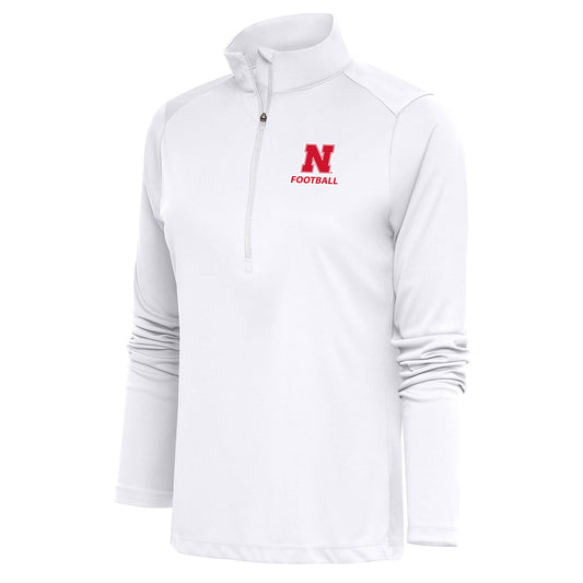 Women's Antigua  White Nebraska Huskers Football Tribute Half-Zip Pullover Top