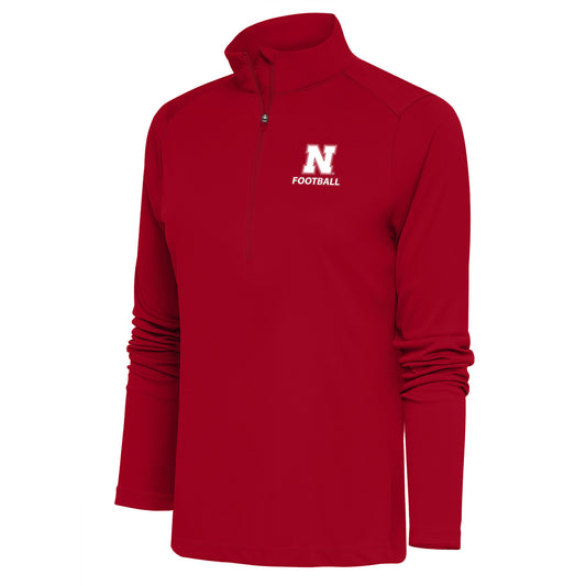 Women's Antigua  Scarlet Nebraska Huskers Football Tribute Half-Zip Pullover Top