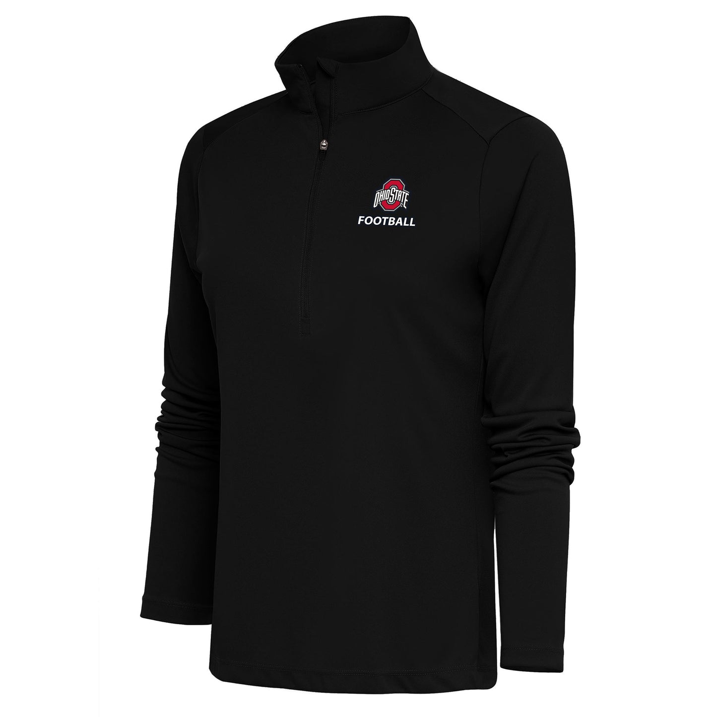 Women's Antigua  Black Ohio State Buckeyes Football Tribute Half-Zip Pullover Top