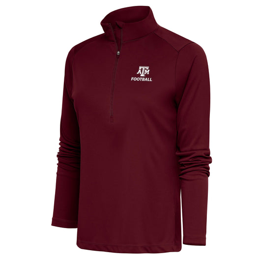 Women's Antigua  Maroon Texas A&M Aggies Football Tribute Half-Zip Pullover Top