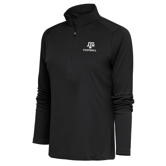 Women's Antigua  Charcoal Texas A&M Aggies Football Tribute Half-Zip Pullover Top