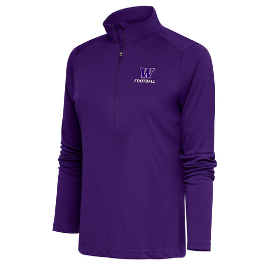 Women's Antigua  Purple Washington Huskies Football Tribute Half-Zip Pullover Top