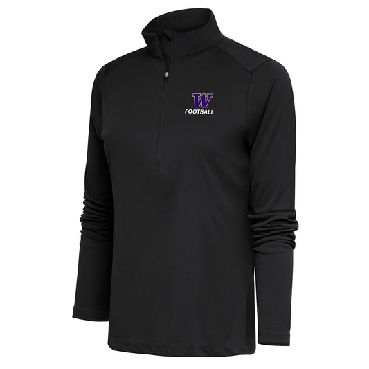 Women's Antigua  Charcoal Washington Huskies Football Tribute Half-Zip Pullover Top