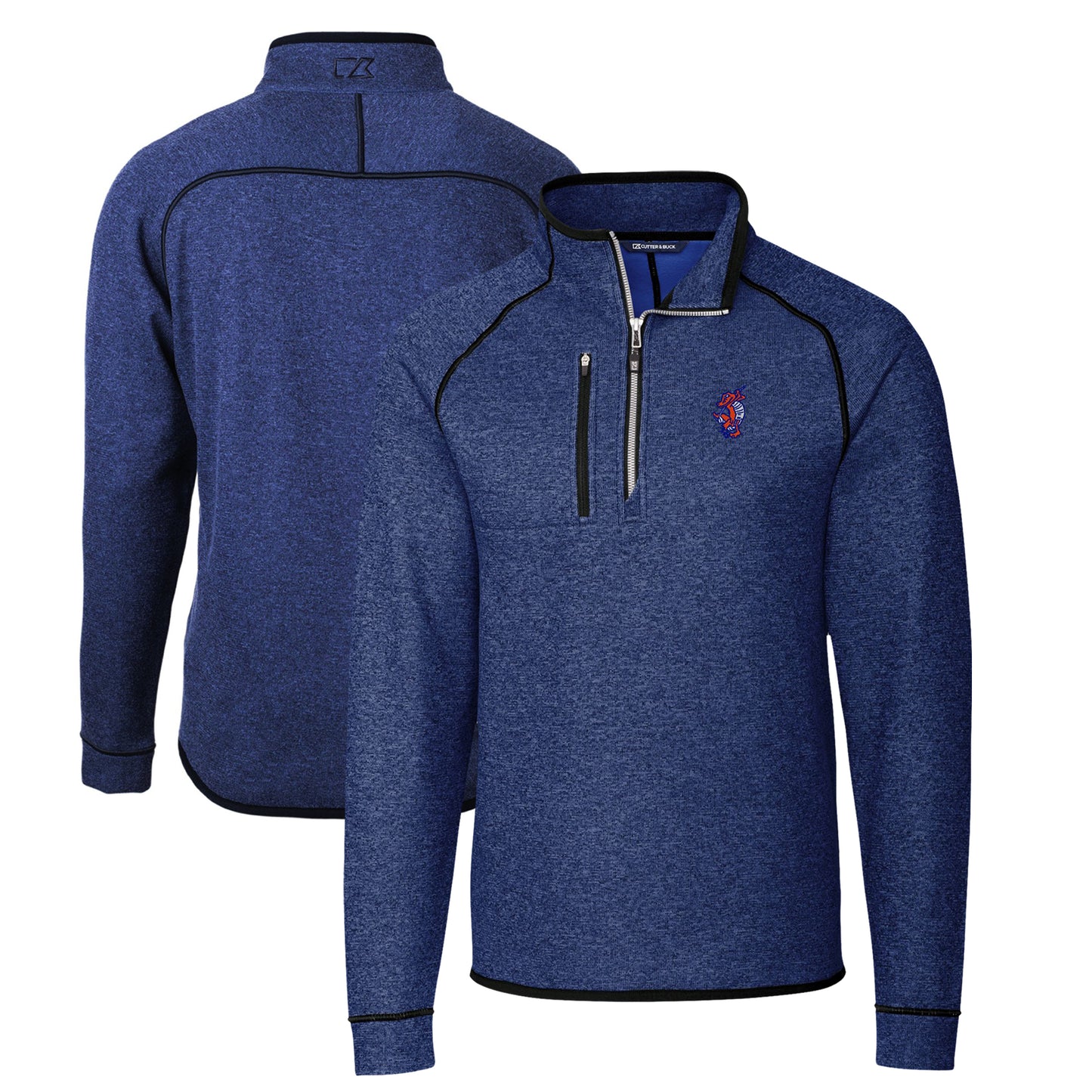 Men's Cutter & Buck Heather Royal Florida Gators Swinging Gator Mainsail Sweater-Knit Half-Zip Pullover Top