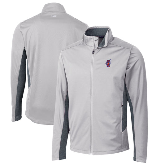 Men's Cutter & Buck Gray Florida Gators Swinging Gator Navigate Softshell Full-Zip Jacket