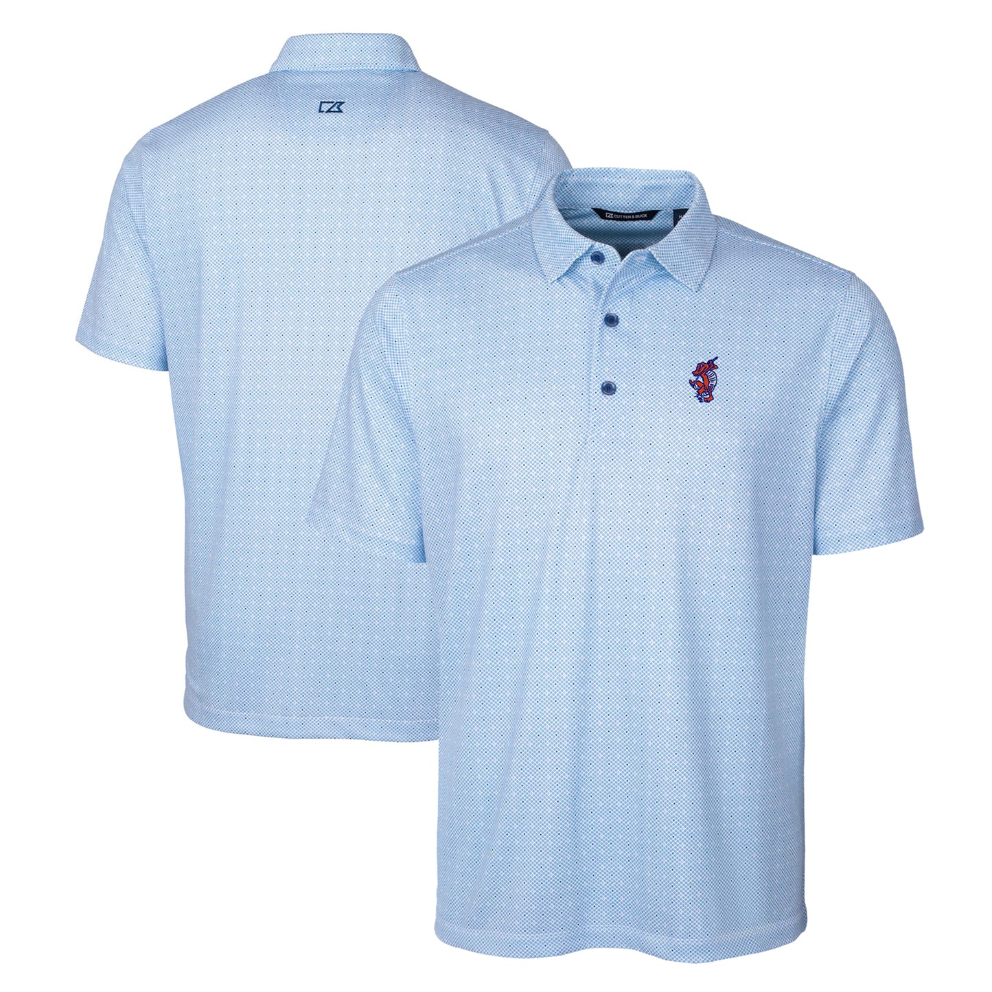 Men's Cutter & Buck Royal Florida Gators Swinging Gator Pike Double Dot Print Stretch Polo