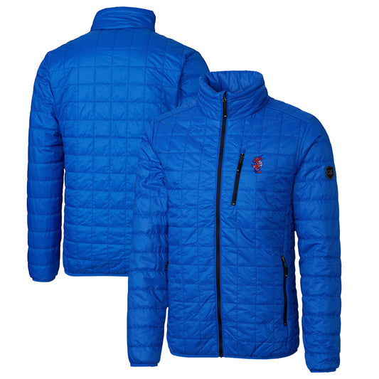 Men's Cutter & Buck Royal Florida Gators Swinging Gator Rainier PrimaLoft Eco Insulated Full-Zip Puffer Jacket