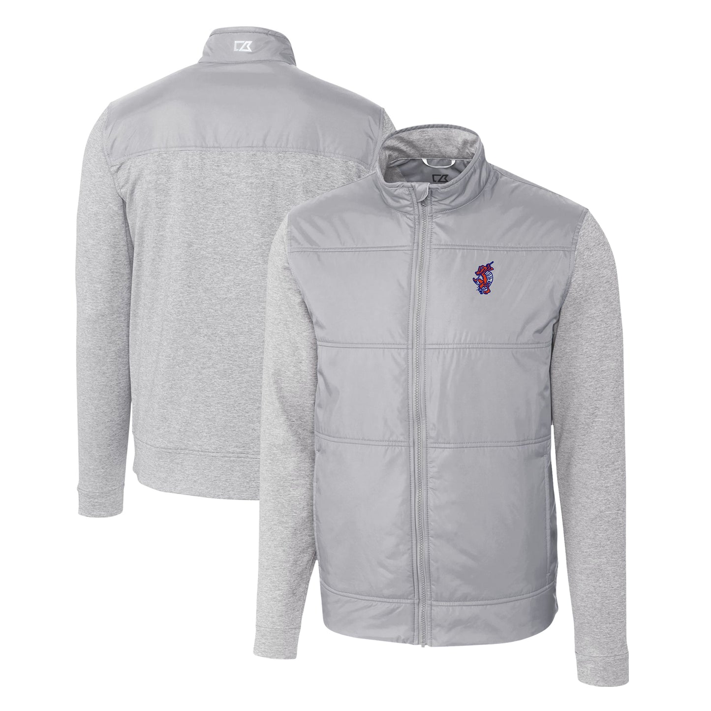 Men's Cutter & Buck Gray Florida Gators Swinging Gator Stealth Hybrid Quilted Full-Zip Windbreaker Jacket