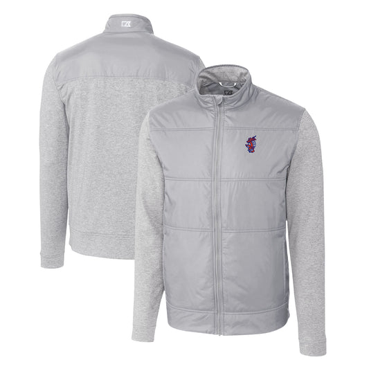 Men's Cutter & Buck Gray Florida Gators Swinging Gator Stealth Hybrid Quilted Full-Zip Windbreaker Jacket