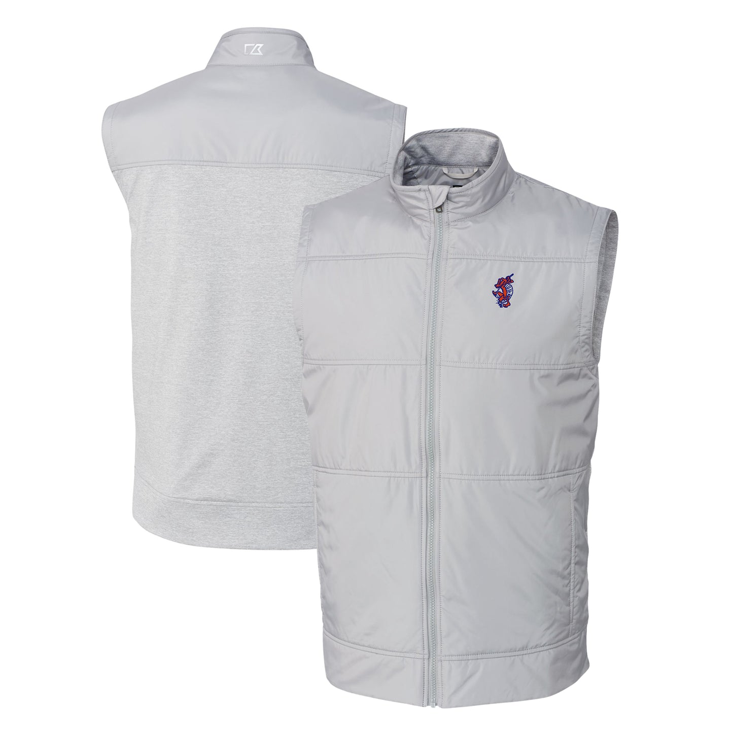 Men's Cutter & Buck Gray Florida Gators Swinging Gator Stealth Hybrid Quilted Windbreaker Full-Zip Vest