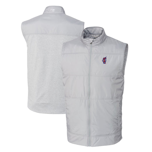 Men's Cutter & Buck Gray Florida Gators Swinging Gator Stealth Hybrid Quilted Windbreaker Full-Zip Vest