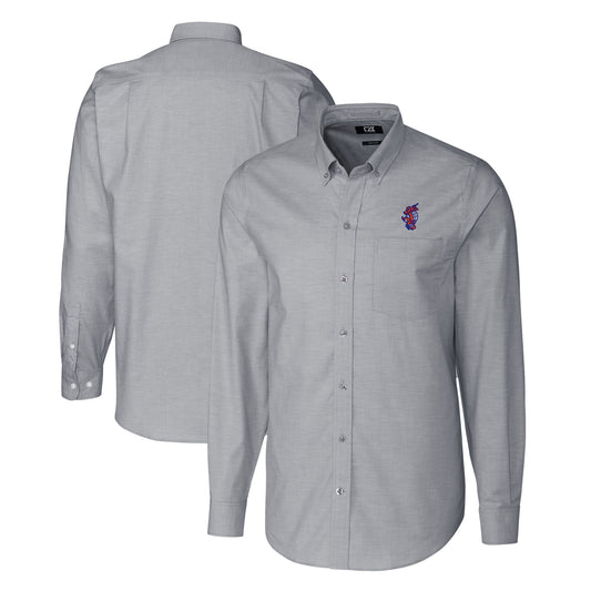 Men's Cutter & Buck Charcoal Florida Gators Swinging Gator Oxford Stretch Tri-Blend Long Sleeve Dress Shirt
