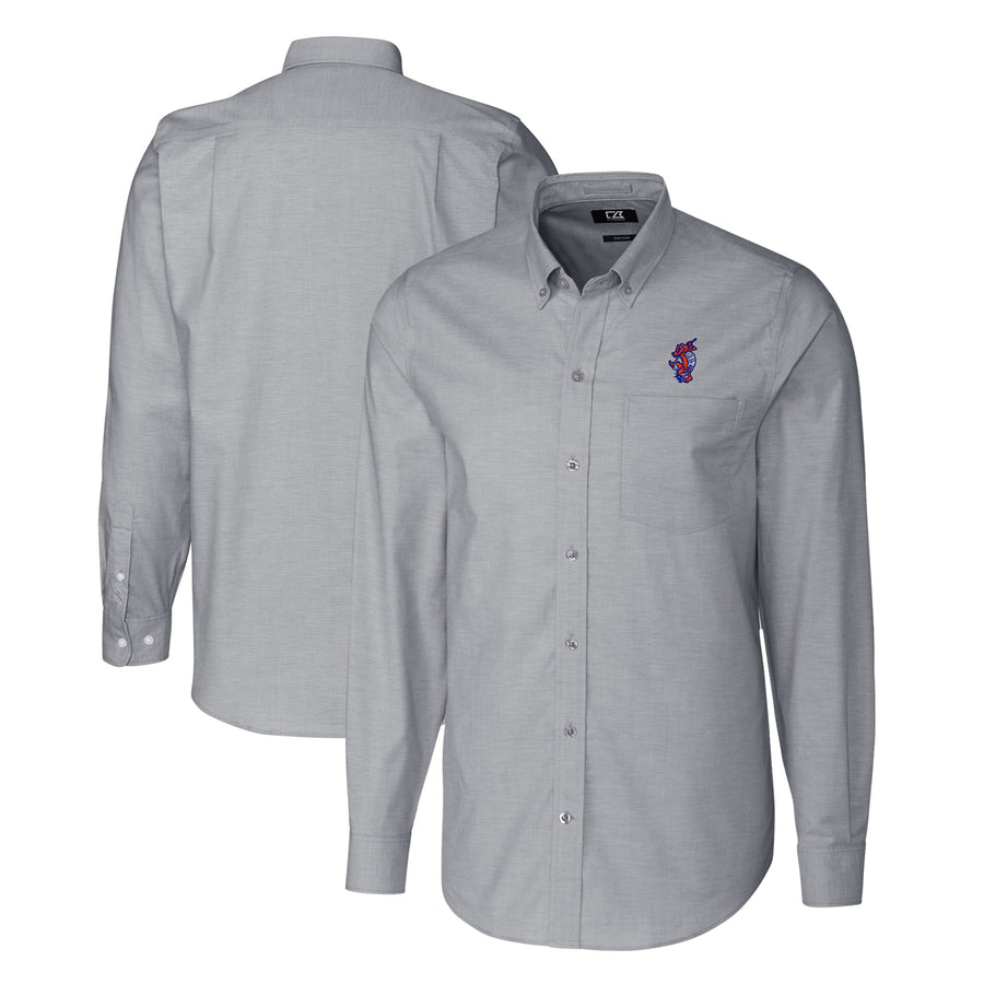 Men's Cutter & Buck Charcoal Florida Gators Swinging Gator Oxford Stretch Tri-Blend Long Sleeve Dress Shirt