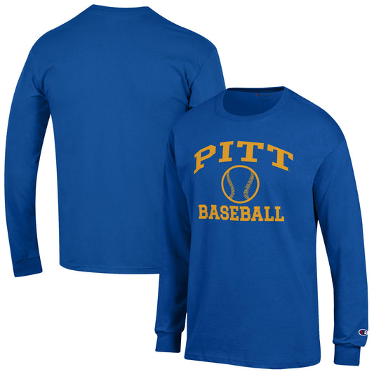 Men's Champion  Royal Pitt Panthers Baseball Icon Long Sleeve T-Shirt