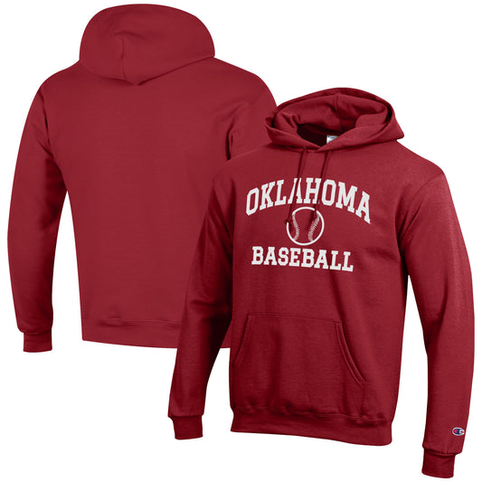 Men's Champion  Crimson Oklahoma Sooners Baseball Icon Powerblend Pullover Hoodie