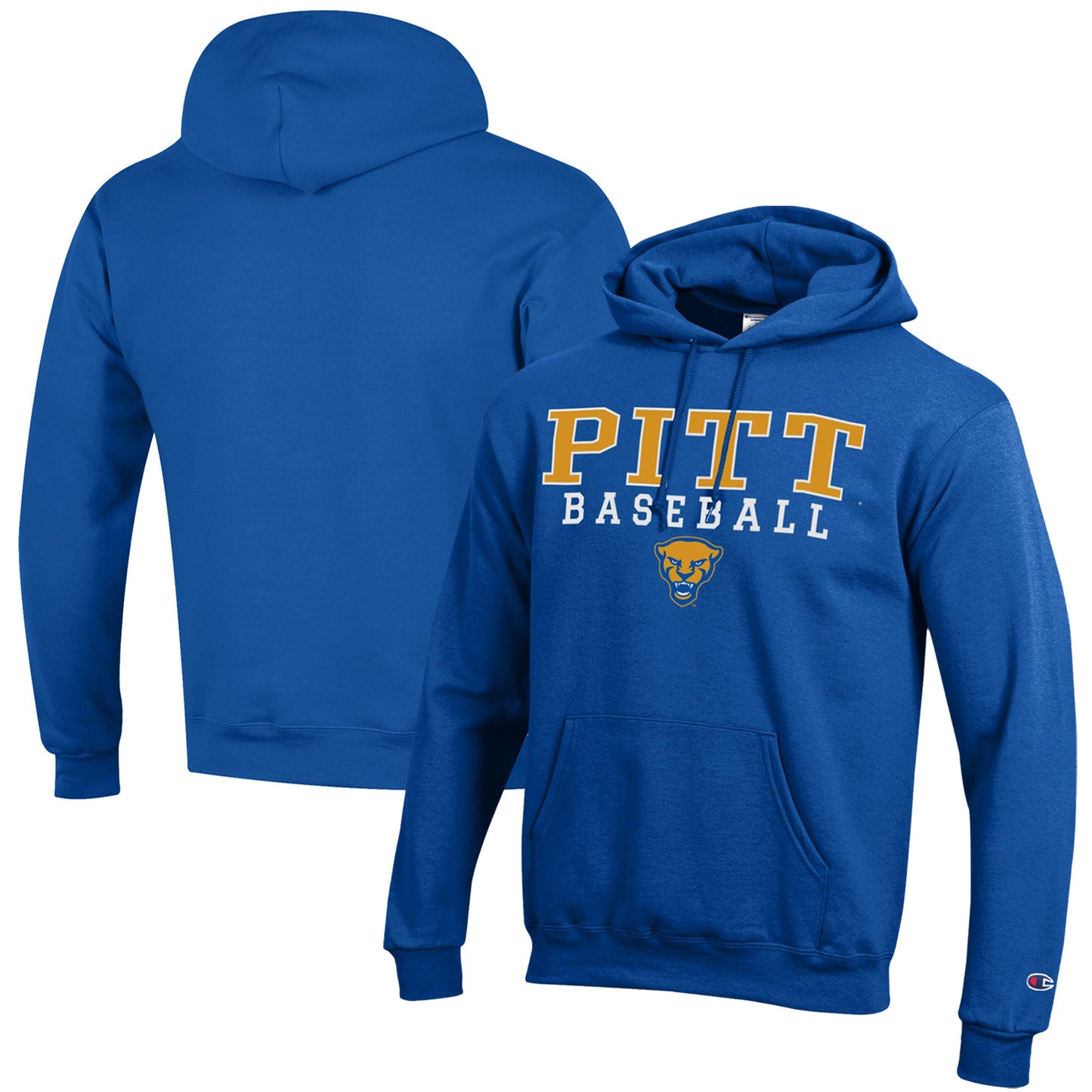 Men's Champion  Royal Pitt Panthers Baseball Stack Powerblend Pullover Hoodie