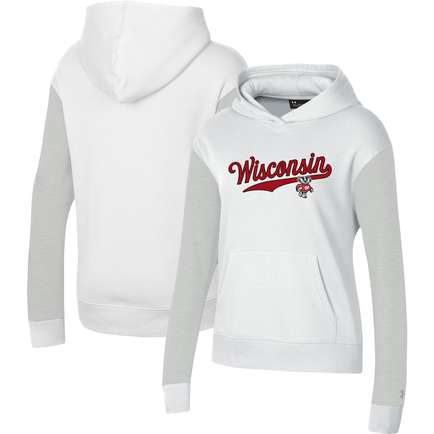 Women's Under Armour White Wisconsin Badgers All Day Pullover Hoodie