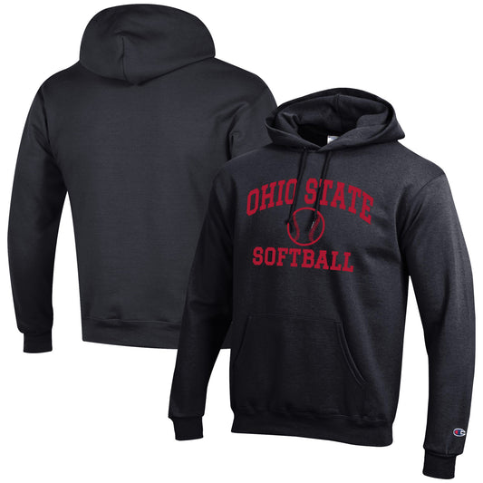 Men's Champion  Black Ohio State Buckeyes Softball Icon Powerblend Pullover Hoodie