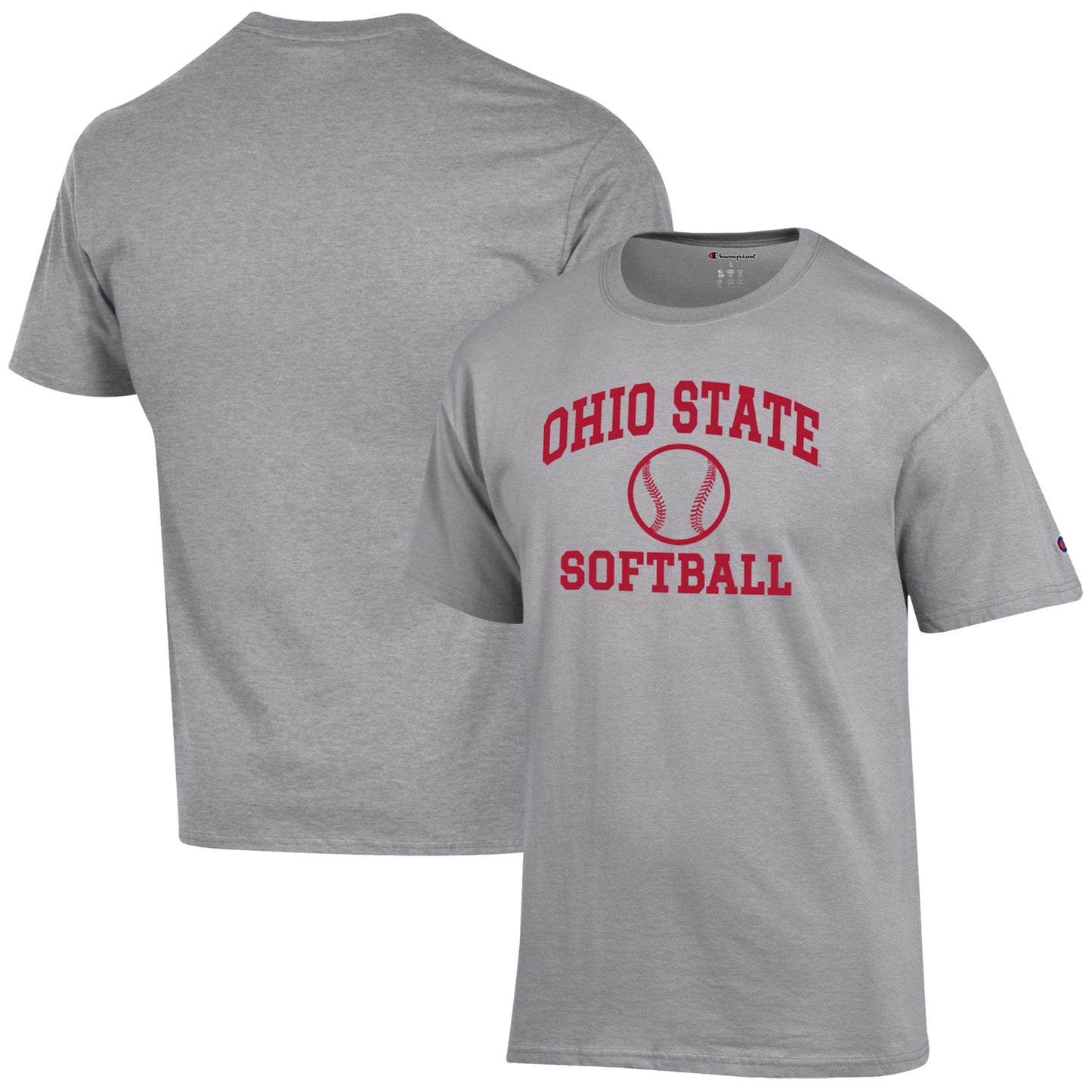 Men's Champion  Gray Ohio State Buckeyes Softball Icon T-Shirt