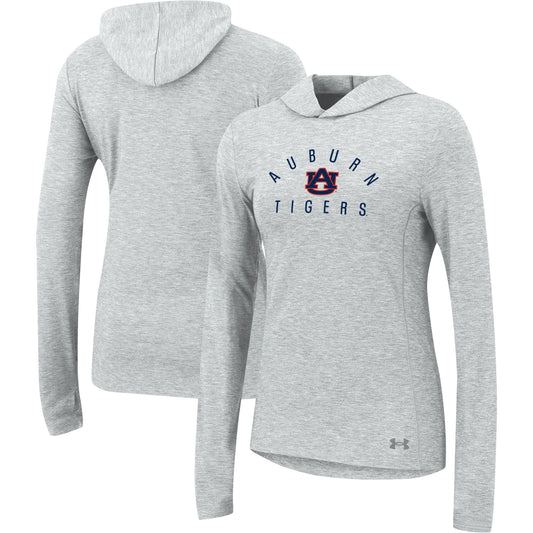 Women's Under Armour  Gray Auburn Tigers Super-Soft Breezy Tri-Blend Pullover Hoodie