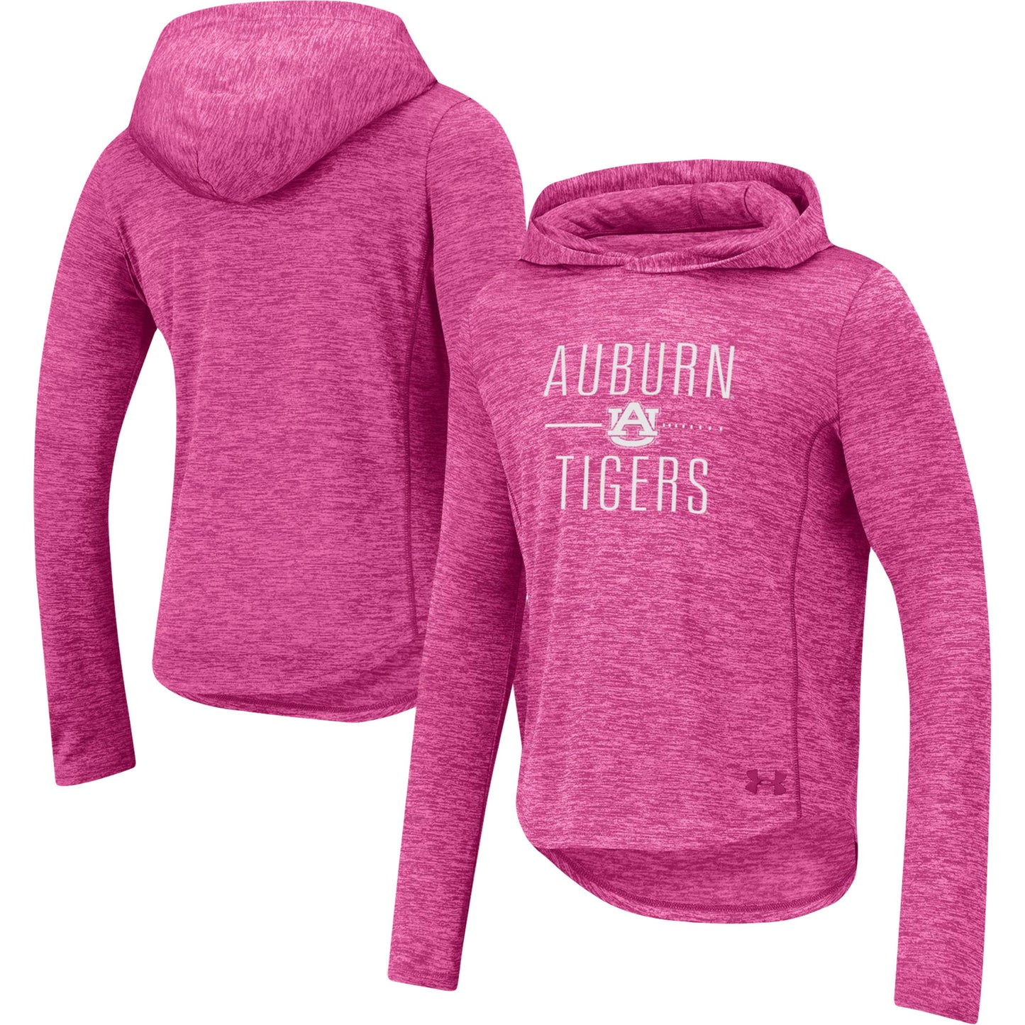 Girls Youth Under Armour Pink Auburn Tigers Twist Tech Pullover Hoodie