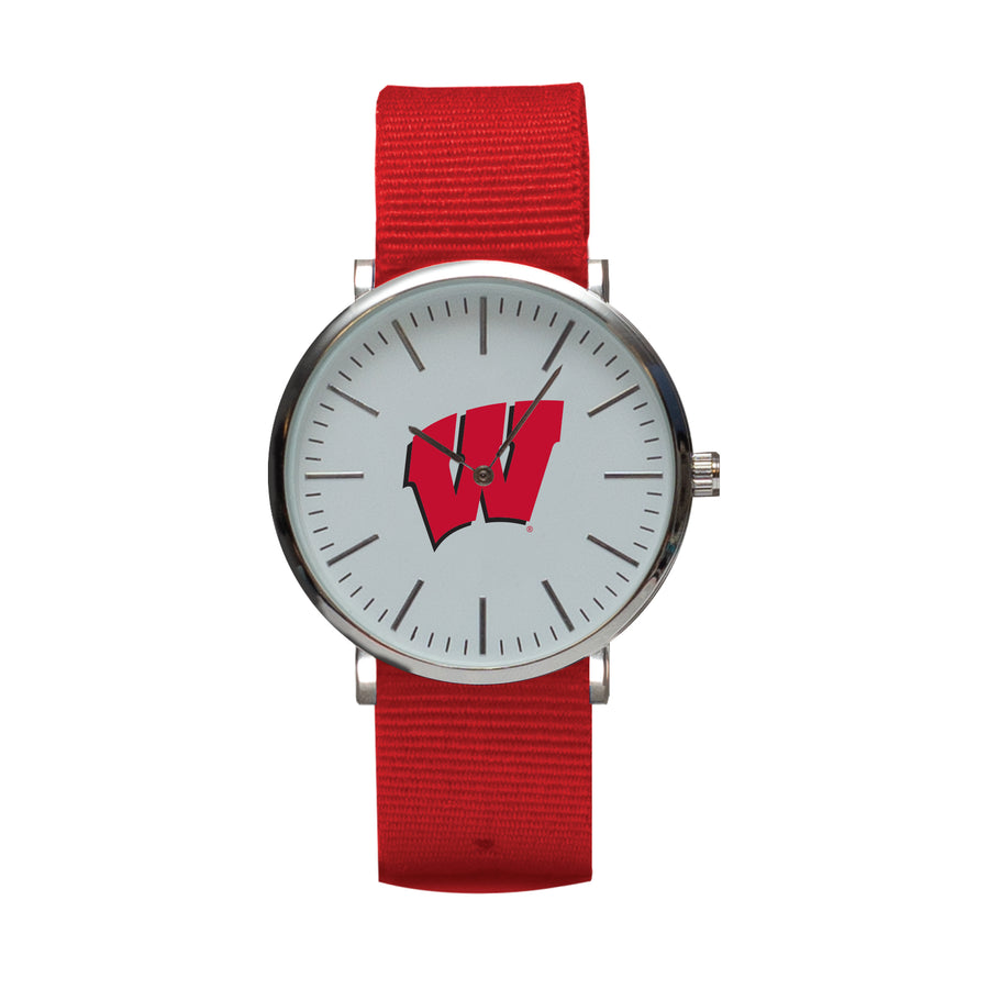 Red Wisconsin Badgers Stitch Nylon Strap Watch