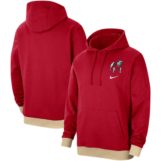 Men's Nike  Red Georgia Bulldogs Campus Retro Fleece Pullover Hoodie