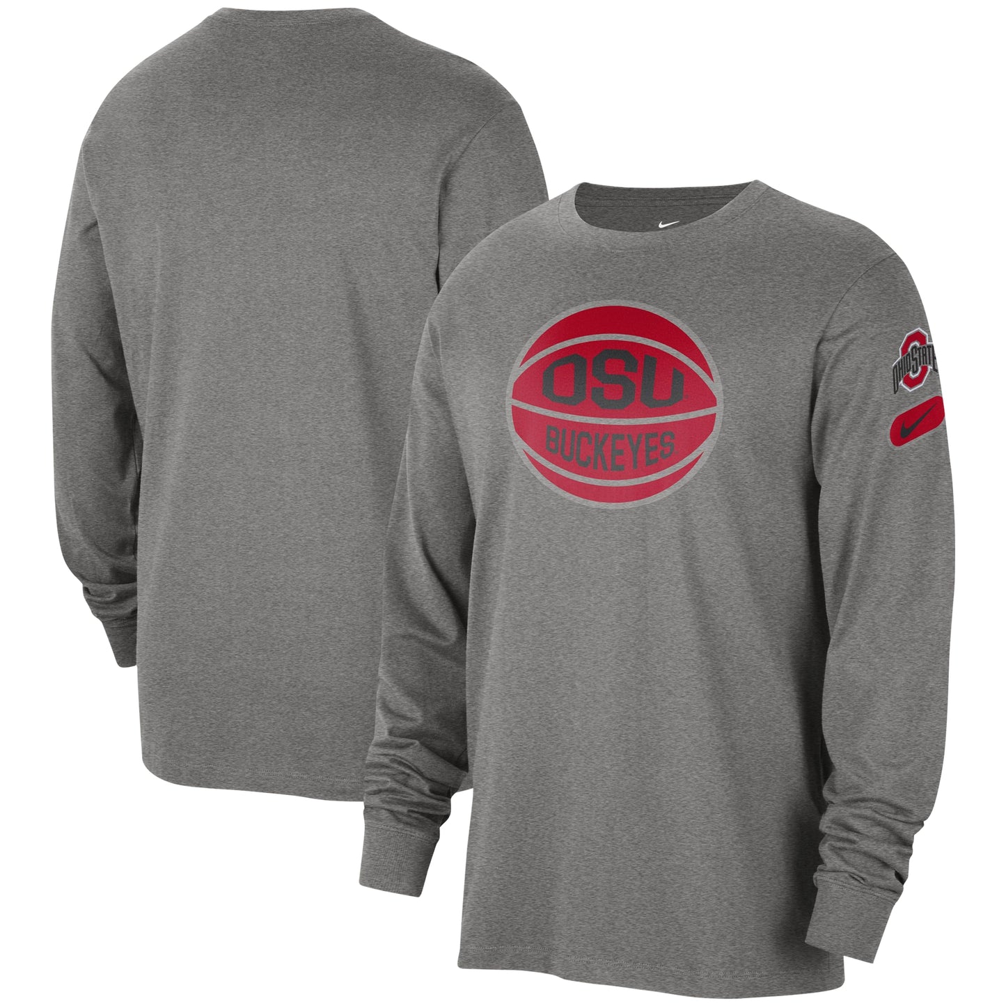 Men's Nike Heather Gray Ohio State Buckeyes Fast Break Long Sleeve T-Shirt