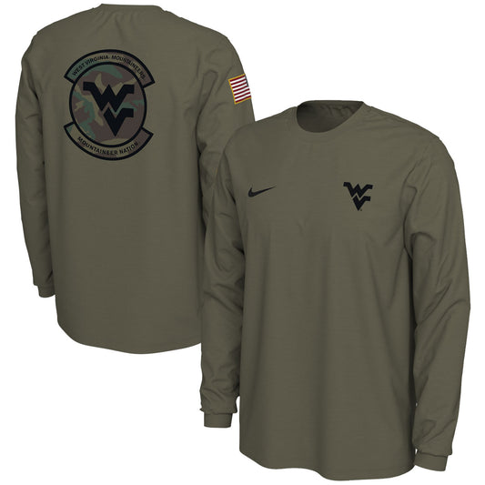 Men's Nike  Olive West Virginia Mountaineers Military Pack Long Sleeve T-Shirt