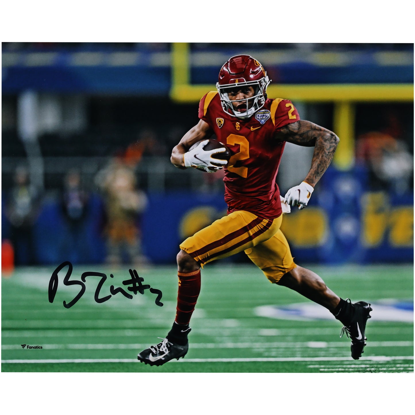 Brenden Rice USC Trojans Autographed 8" x 10" Running in Red Jersey Photograph