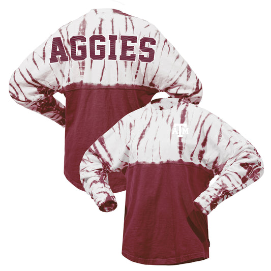 Women's Maroon Texas A&M Aggies Tie-Dye Long Sleeve Jersey T-Shirt