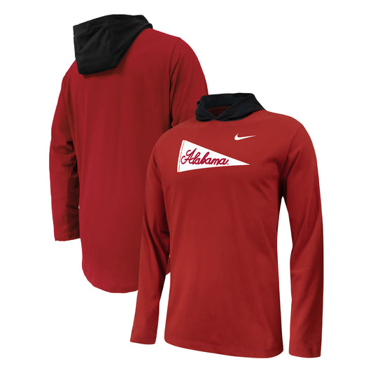 Youth Nike Crimson Alabama Crimson Tide Sideline Performance Long Sleeve Hoodie T-Shirt