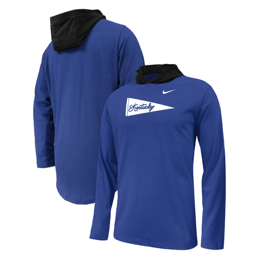 Youth Nike Royal Kentucky Wildcats Sideline Performance Long Sleeve Hoodie T-Shirt