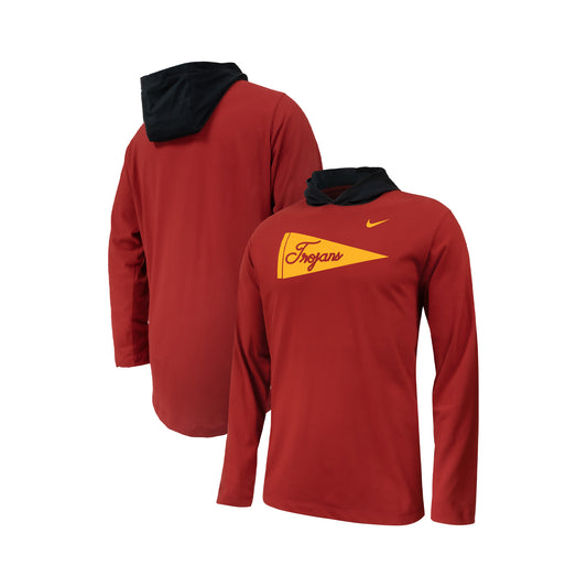 Youth Nike Cardinal USC Trojans Sideline Performance Long Sleeve Hoodie T-Shirt