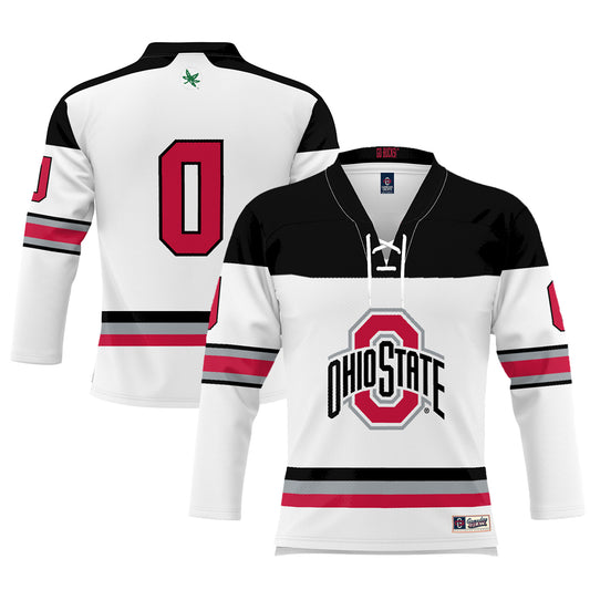 Unisex GameDay Greats #0 White Ohio State Buckeyes Women's Hockey Jersey