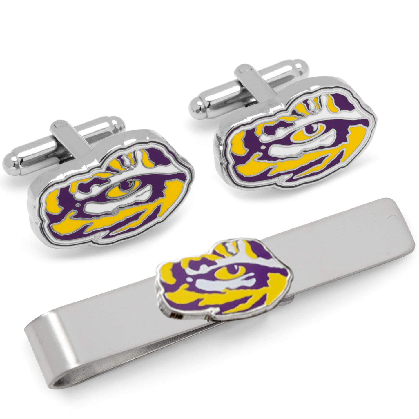 LSU Tigers Gold-plated Team Logo Tie Clip & Cufflinks Set