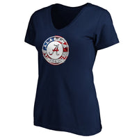 Women's Navy Alabama Crimson Tide Banner Wave V-Neck T-Shirt